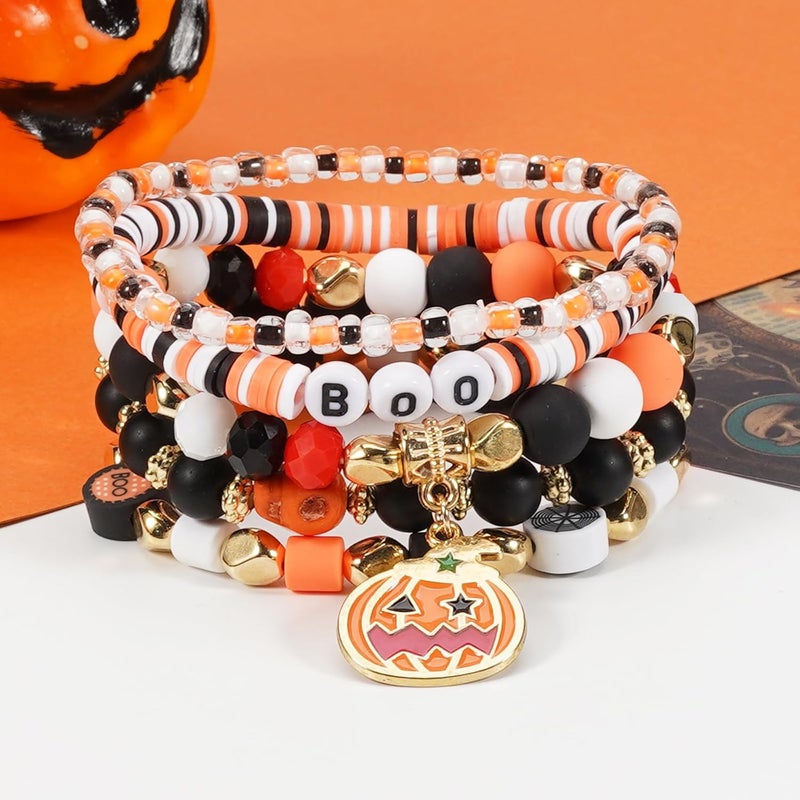 Lonext Halloween Bracelets Stackable Heishi Beaded Stretch Bracelets - Image 4